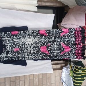 Plus Size Black/Pink Printed Palazzo Pants